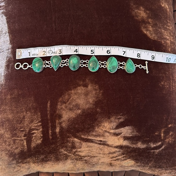 Vintage Green Malachite Sterling Silver Semi-precious gemstone length-8 1/2”🔥🔥 - Picture 3 of 9
